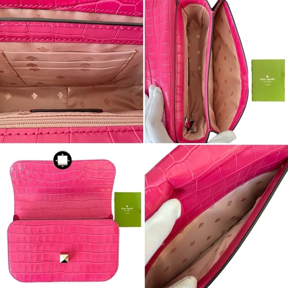$449 Retail NWOT Kate Spade Audrey Croc Embossed 3-Way Pink Crossbody & Dust - Picture 7 of 13